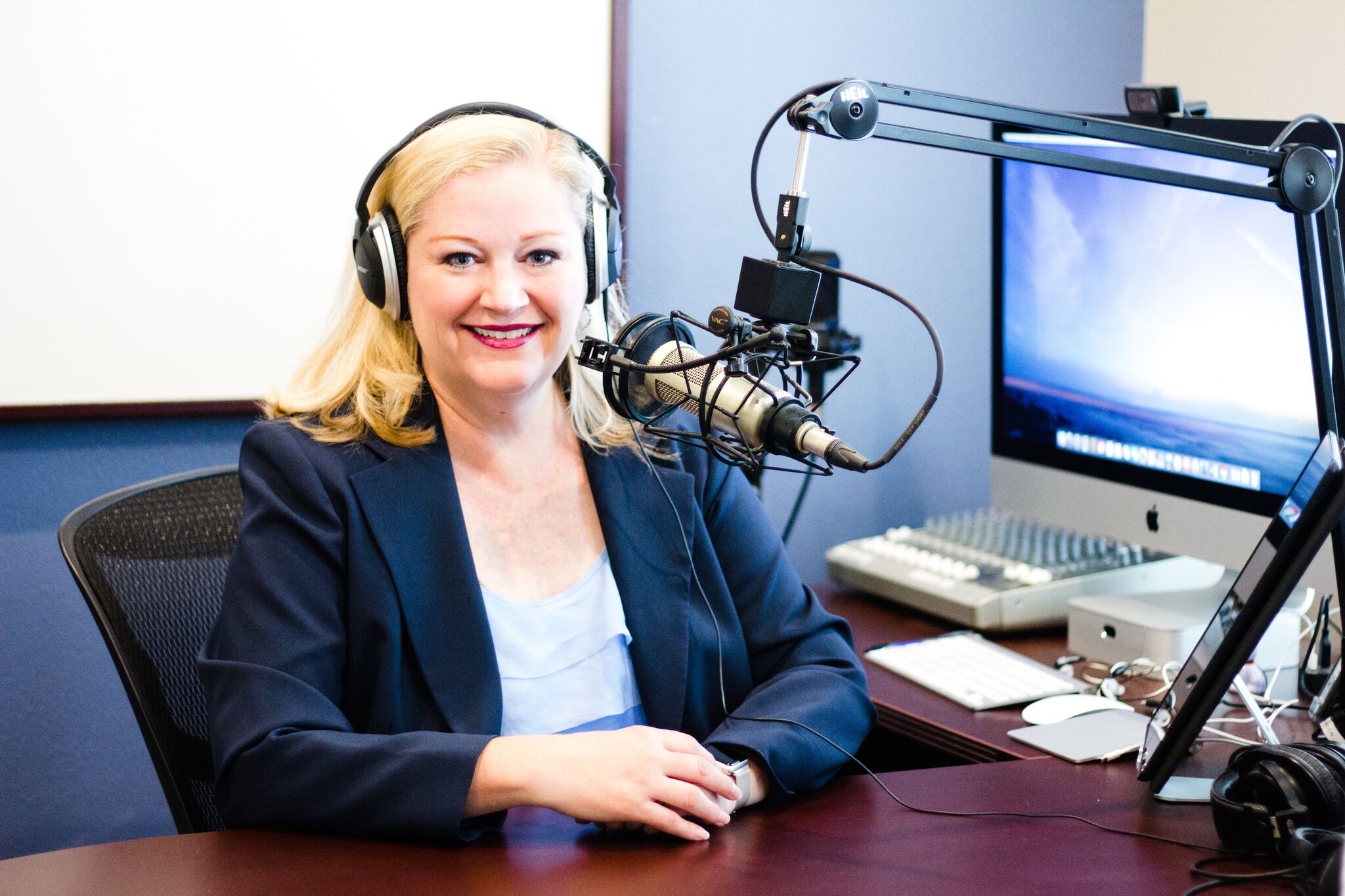 Bonni Stachowiak in her podcasting studio